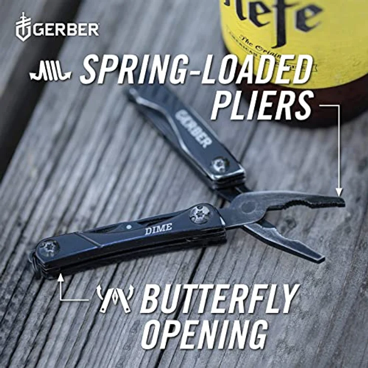 Gerber Dime Pocket Multi-Tool, Multifunktionswerkzeug mit 12 Funktionen aus Edelstahl, schwarz, 31-003610 – Bild 5