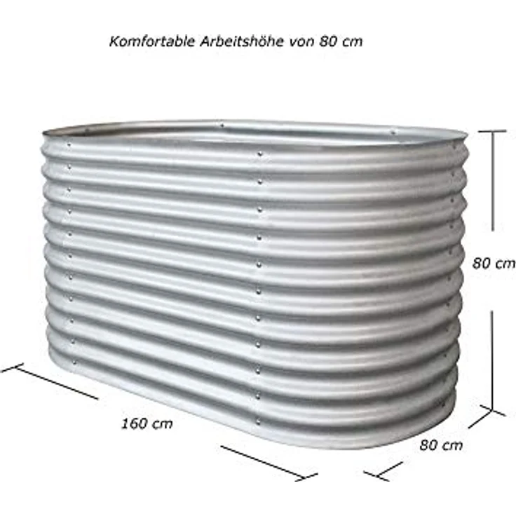 RS Trade® Rimini L Hochbeet L 160 cm x B 80 cm x H 80 cm Gemüsebeet Gartenbeet Kräuterbeet Anzuchtbeet Frühbeet Stahl-Wellblech Zink-Alu Metall witterungsbeständig – Bild 2