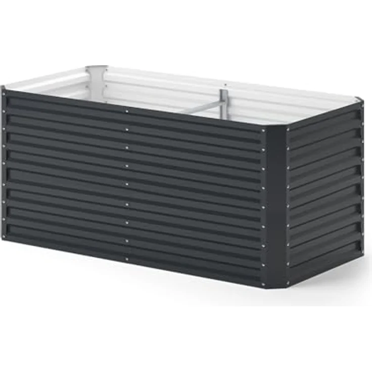 ok-Living Hochbeet Kräuterbeet Gemüsebeet rechteckig, 180x90x80cm (LxBxH), pflegeleichter Stahl, anthrazit, ideal für Frühbeet und Aufzucht von Kräutern und Gemüse – Bild 2