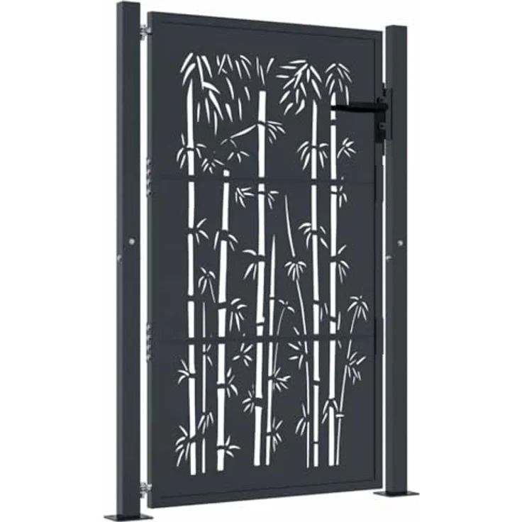 vidaXL Gartentor Anthrazit 105x155 cm Stahl Bambus-Design, abschließbar, einfache Montage – Bild 3
