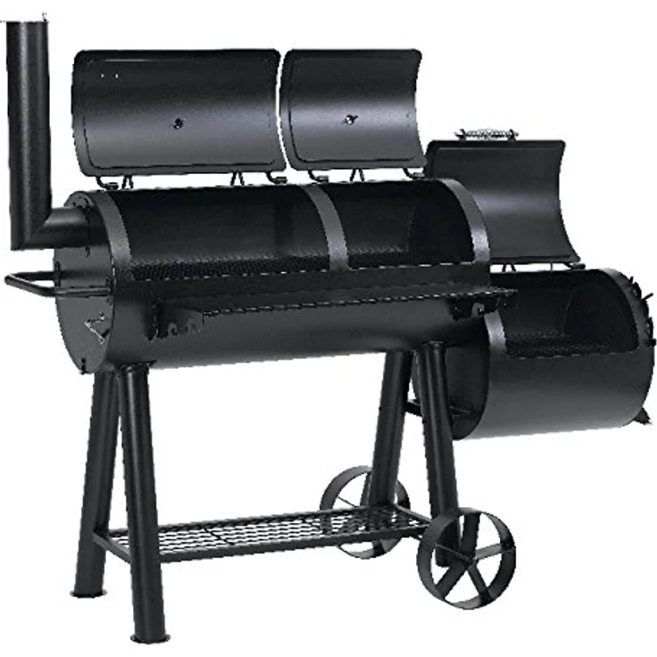 Tepro Indianapolis Massiv Smoker Holzkohlegrill Garten Terrasse BBQ Luftzufuhr regelbar schwarz, 153 x 184 x 88 cm, Grillfläche 97,5 x 44 cm – Bild 5