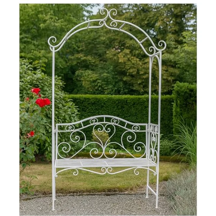 HTI-Living Rosenbogen Celia mit Bank Metall nostalgisch 123 x 201 x 45 cm (BxHxT) - Preisvergleich – Bild 2