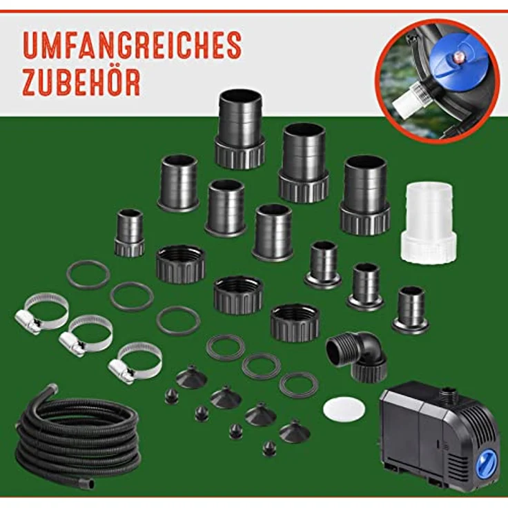 Gardebruk Teichdruckfilter 18L 6000 Liter 11 Watt UVC Lampe Komplettset Gartenteich Teichfilter Druckteichfilter Druckfilter – Bild 3