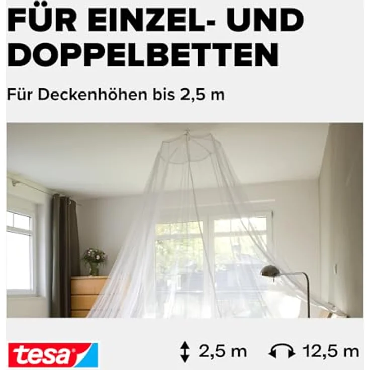 tesa Fliegengitter Moskitonetz mit Powerstrips Deckenhacken – Bild 4