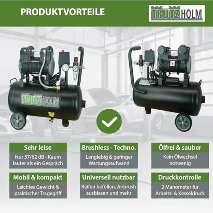 TrutzHolm Silent Flüsterkompressor Set 24L Kompressor 750W TH-fk24l – Bild 9
