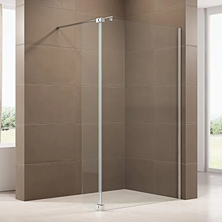 BERNSTEIN Seitenelement Spritzschutz Echtglas NT106, Duschzubehör für Walk-In Dusche, Klarglas, 200 cm hoch, 30 cm breit, ESG-Hartglas mit Nanobeschichtung, Edelstahl-Scharniere – Bild 2