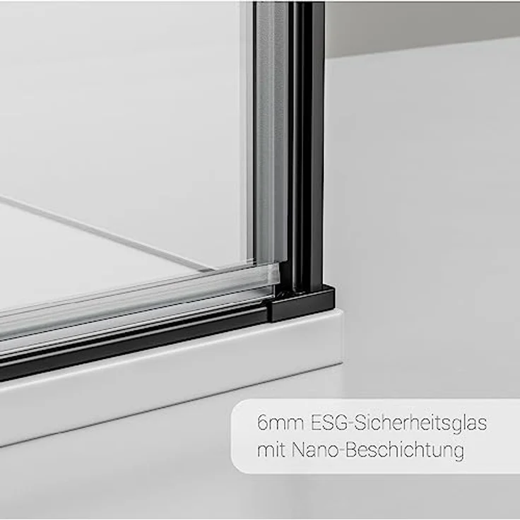 Bernstein Eckdusche EX416S, Nano 6mm Echtglas Schwarz - 80 x 80 x 195 cm, Duschkabine mit elegantem Schwarz und Nano-Beschichtung – Bild 5