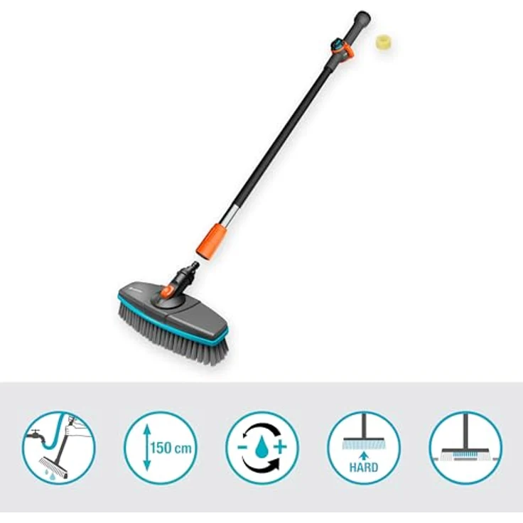 GARDENA Cleansystem Wasch-Set mit Stiel hard, für große und robuste Flächen, schwarz/blau – Bild 3