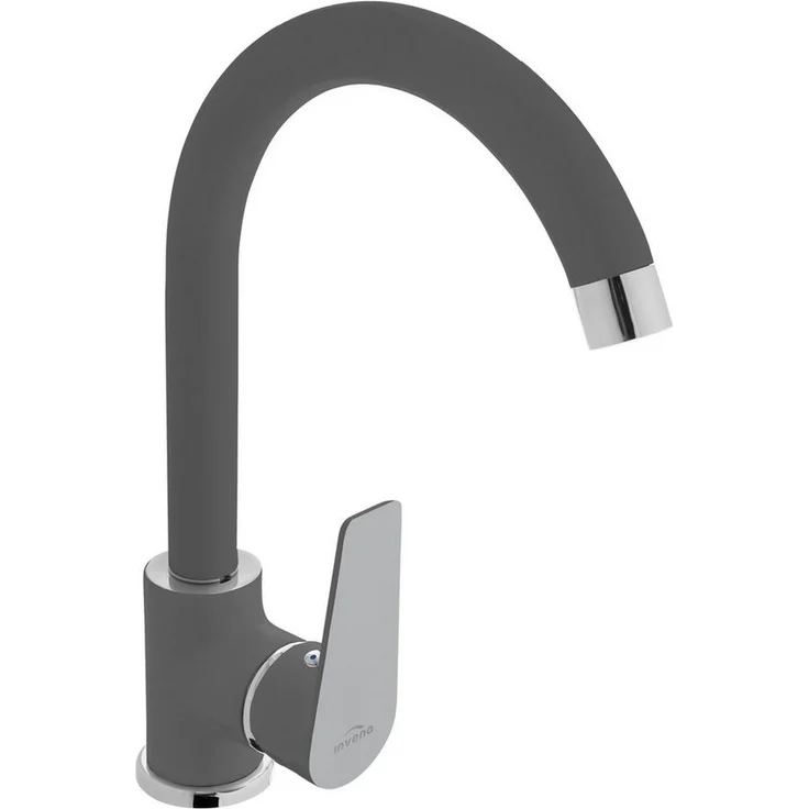KOLMAN DOKOS Küchenarmatur, Wasserhahn Mischbatterie in Grau, aus hochwertigem Messing mit Luftsprudler und Keramikkopf