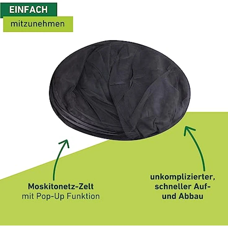 Windhager POP-UP Moskitonetz Zelt, großes Mückennetz für Doppelbett, Camping Netz, Insektenschutz, Mückenschutz, Bettnetz, Fliegennetz Zelt, 160 x 200cm, anthrazit, 03275 – Bild 4