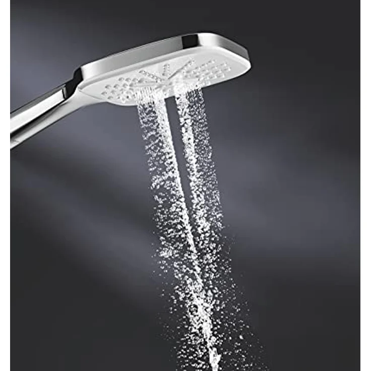 GROHE Rainshower SmartActive 130 Cube Handbrause, Moon White/Chrom, 3 Strahlarten, 8,5 l/min, DripStop, Antikalk-System – Bild 5