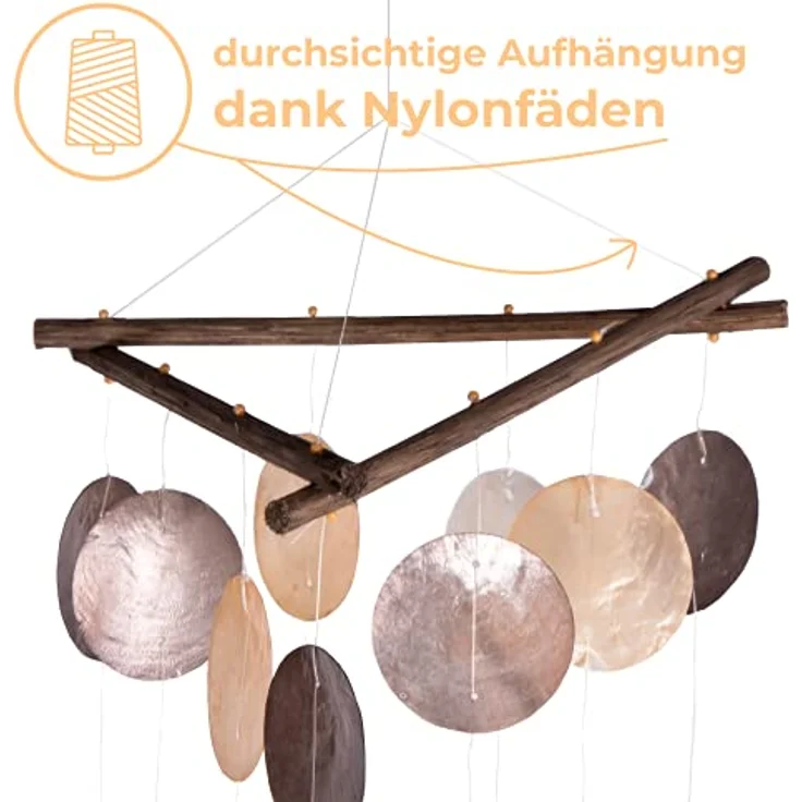 Windspiel Capiz-Muscheln 100 cm lang in Braun – Bild 4