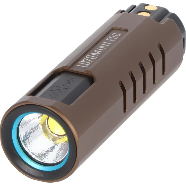 Imalent LD70 Mini EDC Taschenlampe, braun, mit 4000 Lumen und bis zu 203 Meter Leuchtweite, OLED-Display, USB-ladbar, IPX-8 wasserdicht
