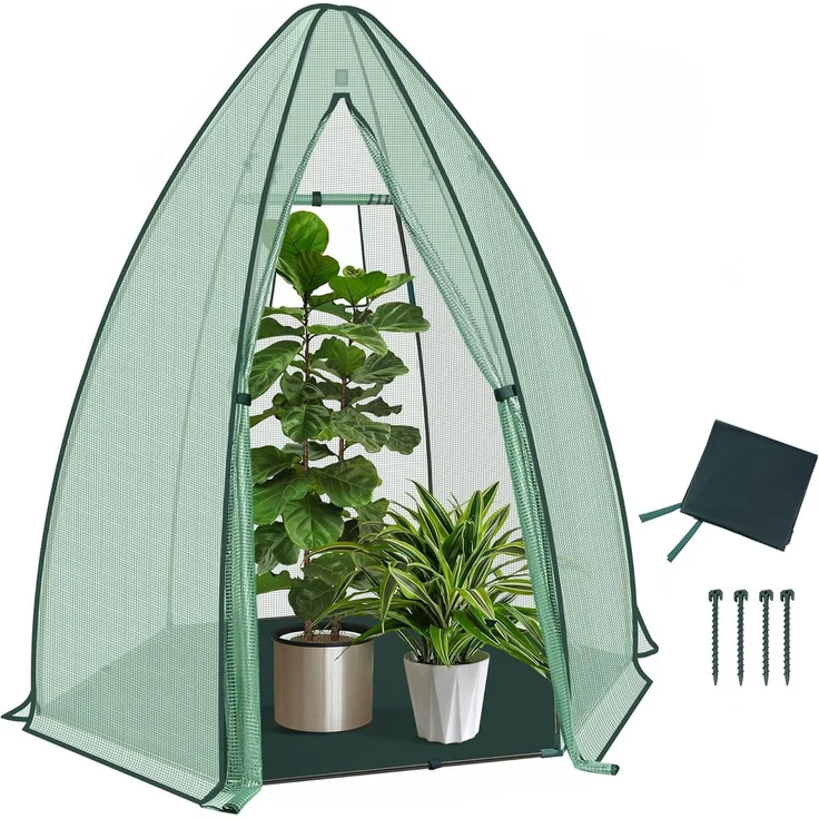 Woltu Gewächshaus, PE Foliengewächshaus, wetterfest, transluzentes Grün, 160 x 180 x 160 cm, stabile Stahlrohrkonstruktion