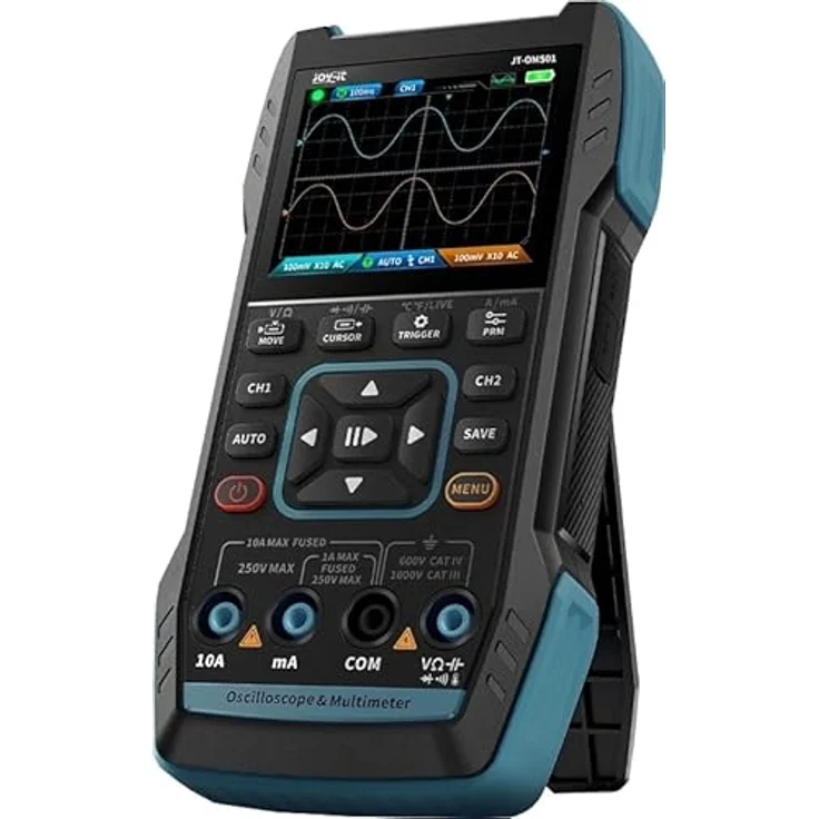 JOY-IT Handheld Oszilloskop JT-OMS01, 3-in-1 Gerät mit Multimeter und Signalgenerator, 50 MHz, 2-Kanal, 7,11 cm Display, USB-C aufladbar
