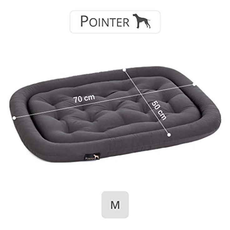 Pointer | Hundekissen waschbar, orthopädisches Hundebett für kleinere Hunde (M - 70x50 cm, Grau) – Bild 3