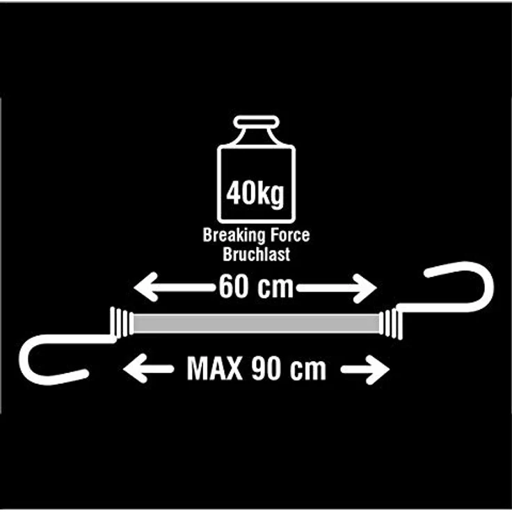 Master Lock 3020EURDAT Gummi-Spannseile mit Haken [Set mit 2 Spannseilen] [60 cm langes Spannseil] [Doppelter Invershaken] - Ideal zum Transportieren, Verpacken und Sichern von Lasten – Bild 5