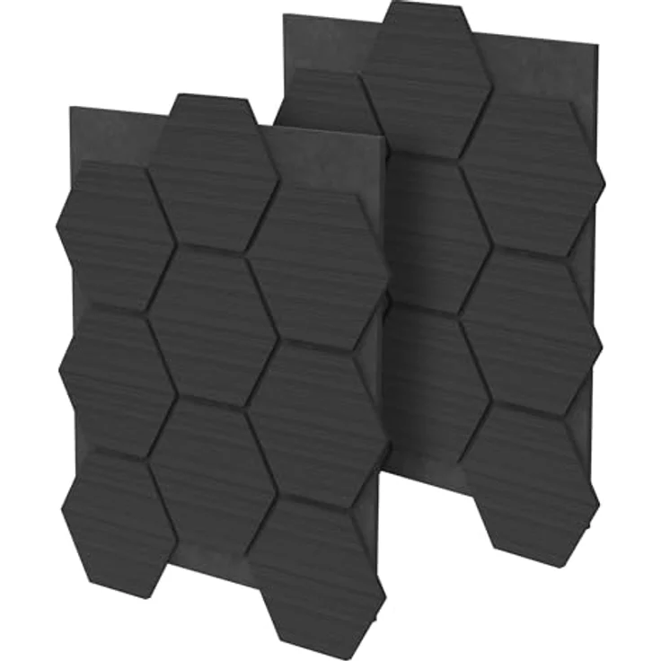 ML DESIGN 2er Set Akustikpaneele 66x81x2cm, Schwarz in Hexagon-Holzoptik, schallabsorbierende Wandpaneele für Büro und Studio, exzellente Schalldämmung, einfache Montage – Bild 1