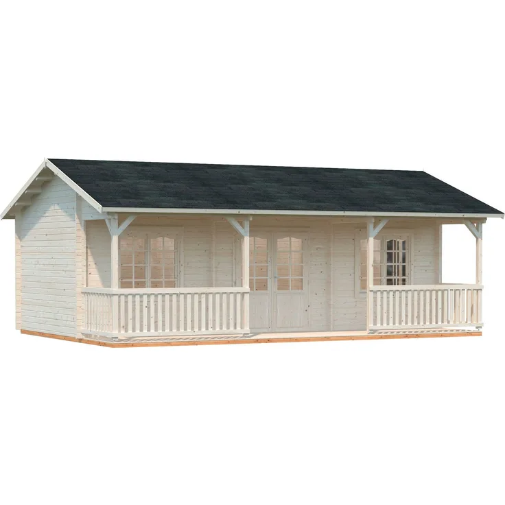 Palmako Gartenhaus Ferienhaus Sandra, BxT: 791x370 cm, inklusive Fußboden, 44 mm Blockbohlen, naturbelassen