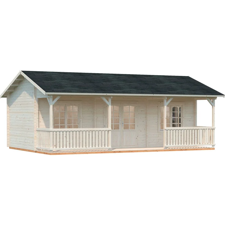 Palmako Gartenhaus Ferienhaus Sandra, BxT: 791x370 cm, inklusive Fußboden, 44 mm Blockbohlen, naturbelassen