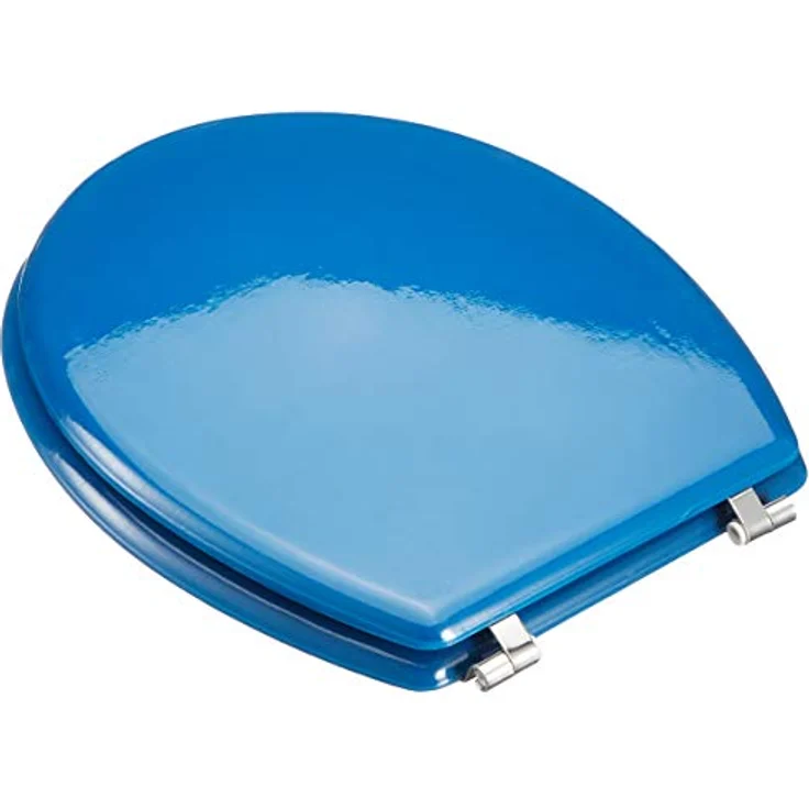 MSV WC-Sitz Cleo, MDF mit rostfreien Scharnieren, feuchtigkeitsresistent, dunkelblau, 45 cm x 37 cm x 5,6 cm – Bild 2
