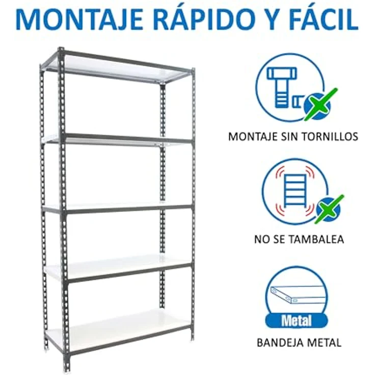Simonrack Simonclick Metallregal Plus, 200 x 100 x 40 cm, 5 Böden, Traglast 180 kg pro Boden, Stecksystem, anthrazit/weiß – Bild 5