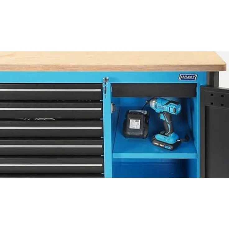 Hazet Werkbank 179NW-7, 210-teiliges Werkzeug Sortiment mit größerem Stauraum, 1200x800x1340mm, geölte Multiplex-Birke Arbeitsfläche, hohe Tragkraft – Bild 3
