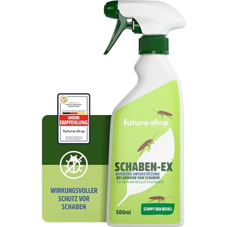 Futura-Shop Kakerlaken Spray 500 ml, Langzeitwirksames Insektizid für Innen & Außen, Schaben Bekämpfung ohne Rückstände – Bild 1