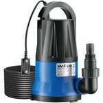 Wiltec Tauchpumpe 400 W, Schmutzwasserpumpe mit max. Fördermenge 6000 l/h, Flachsaugpumpe für Keller, in robustem PP-Kunststoffgehäuse
