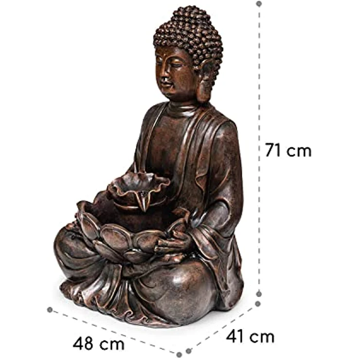 Dharma Solarbrunnen LED 48 x 72 x 41 cm (BxHxT) Polyresin Bronze – Bild 7