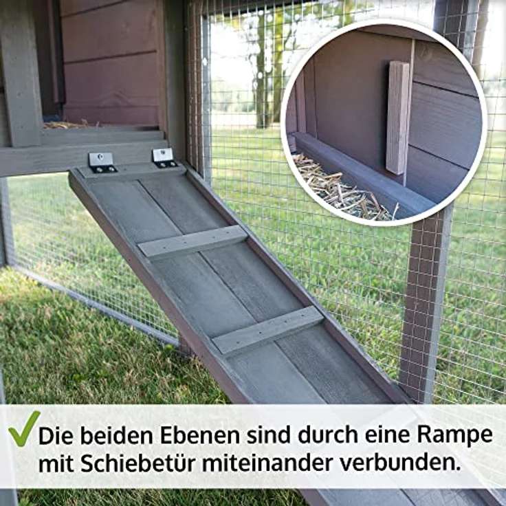 zooprinz Brandneuer Kaninchenstall, Hasenstall aus massivem Vollholz ideal für draußen mit großer Kotschublade - Natürliche Farben, Zweistöckig, Winterfest – Bild 5