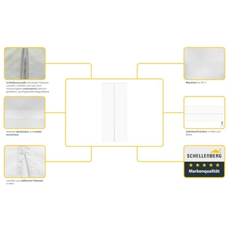 SCHELLENBERG Insektenschutz-Vorhang "Insect Stop Magnetic", Magnetvorhang für Balkontüren und Terrassentüren, ohne Bohren, UV-beständiges Fliegengitter, 90 x 210 cm oder 120 x 240 cm, weiß – Bild 4