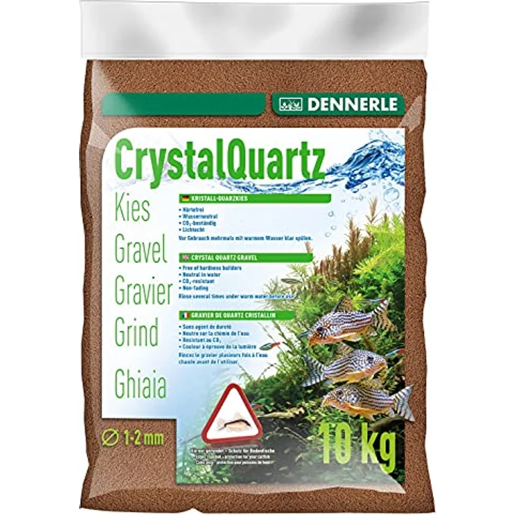 DENNERLE Kristall-Quarzkies rehbraun, 10 kg, härtefrei und CO2-beständig, ideal für Süßwasser-Aquarien – Bild 1