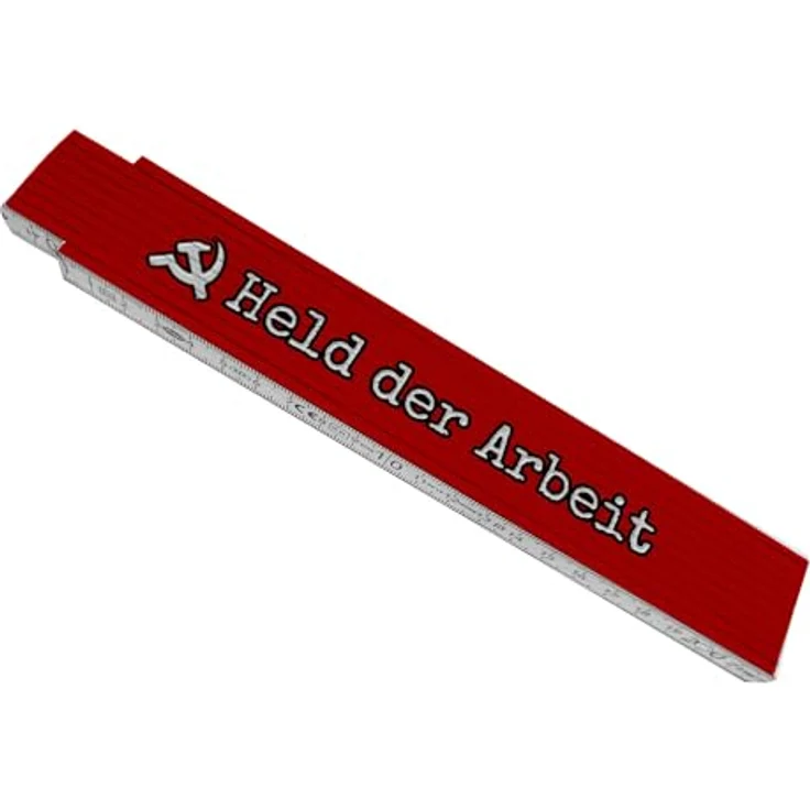 speecheese Held der Arbeit Meterstab, Holz Zollstock in Rot und Weiß, 10 Gelenke mit Spruch bedruckt – Bild 1