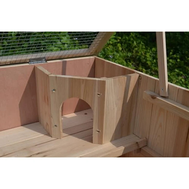 Mucola Kleintierkäfig 117x63x58 cm, 3-stöckig Holz Hamsterkäfig mit aufklappbarem Deckel, Rampen und Plexiglas, ideal für Mäuse und Kaninchen – Bild 4