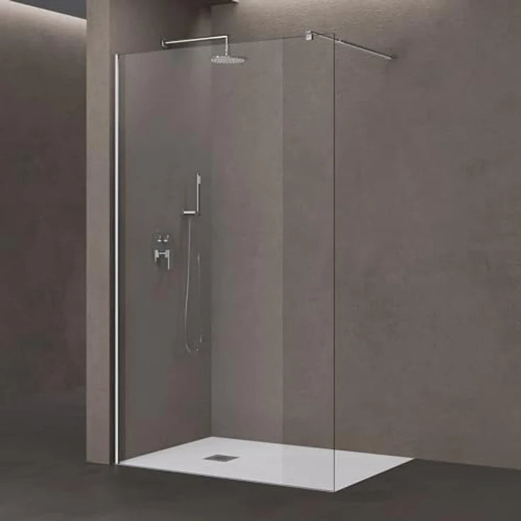 doporro Walk-in-Dusche Duschwand für Dusche Duschkabine Duschabtrennung 10mm ESG NANO, Einscheibensicherheitsglas, Klarglas, rechteckiger Stabilisator, Edelstahl, wandmontierbar, variabler Wandabstand 70-120 cm, einfache Montage, Badezimmer, Nachrüstung geeignet – Bild 2