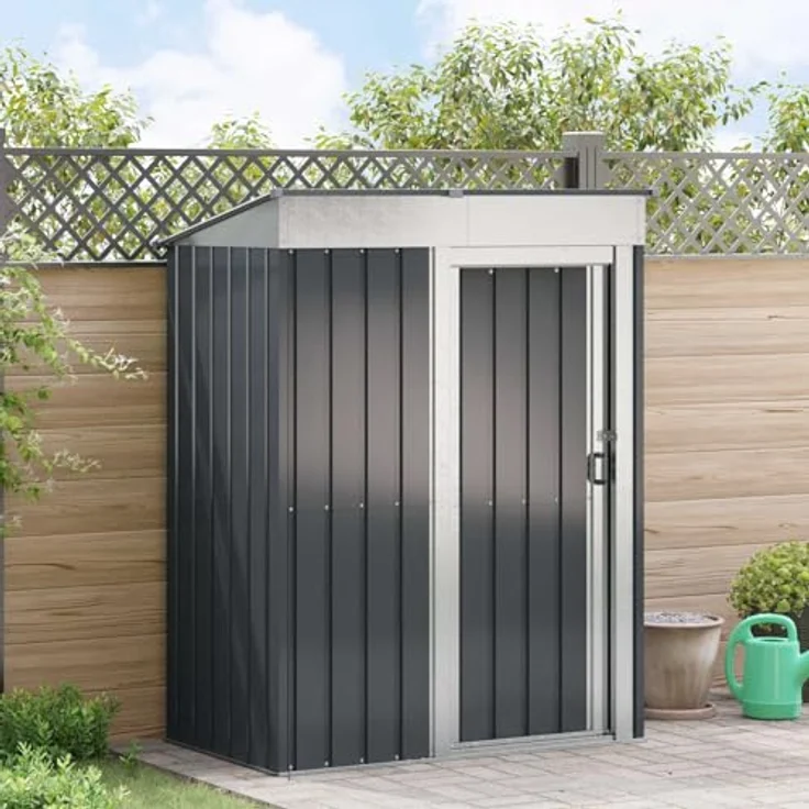 vidaXL Gartenhaus Anthrazit, Metallgartenhaus 137 x 81 x 180 cm, robuster Metallschuppen für Werkzeuge und Equipment, einfacher Aufbau – Bild 2