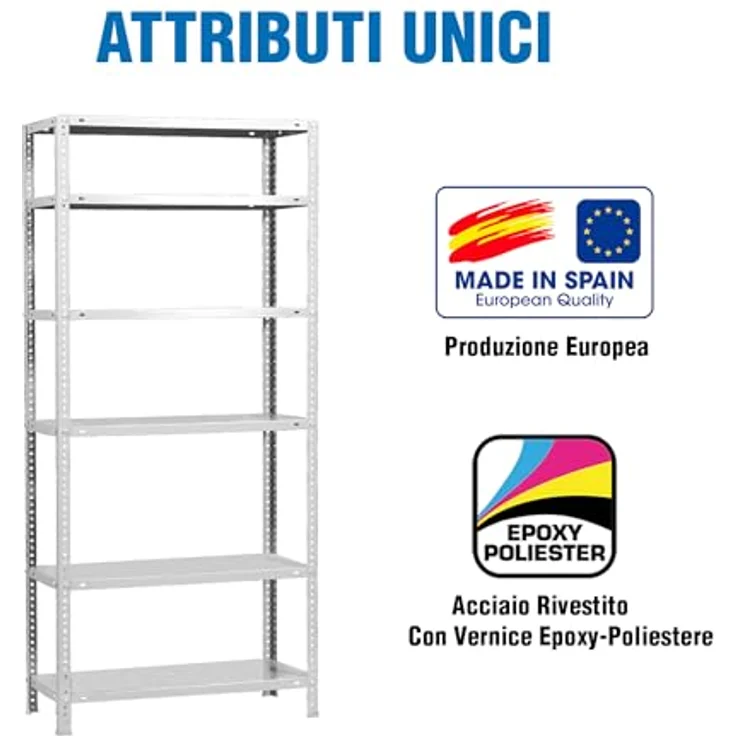 SimonRack Schwerlastregal 200x90x40 cm, Lagerregal mit 6 Fachböden und 100 kg Tragfähigkeit, Weiß - Comfort – Bild 5