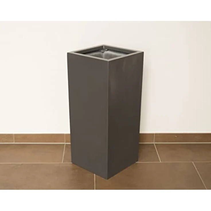 Elegant Einrichten Fiberglas Pflanzkübel Säule 30x30x60cm, Anthrazit-Metallic, UV-beständig und frostsicher – Bild 3