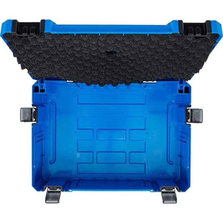 BGS TECHNIC Systemkoffer Größe M, robuster ABS-Kunststoff, klappbarer Aluminium Tragegriff, mit Schaumstoff-Schutzpolster, 4 Schnappschlösser – Bild 7