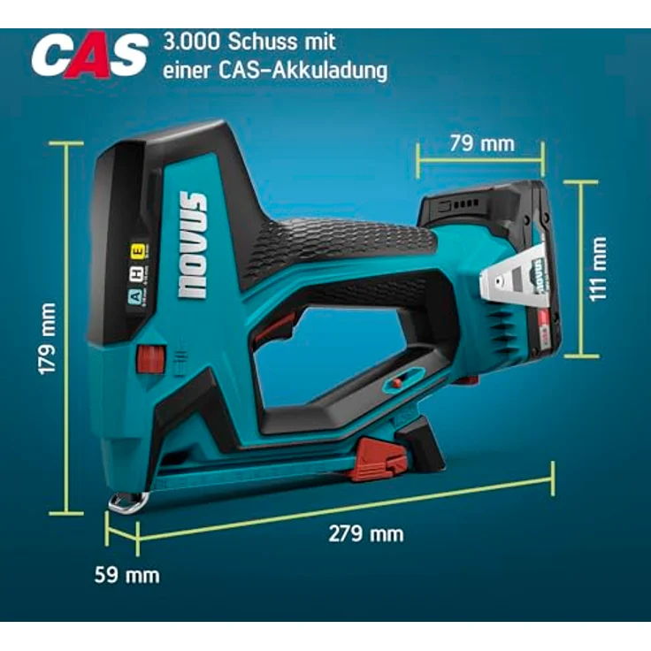Novus Tools J-550 Akkutacker, kabellos, für Klammern Typ 37/53, Klammernlänge 6-14mm, inkl. Akku, mit Serienschussfunktion – Bild 8