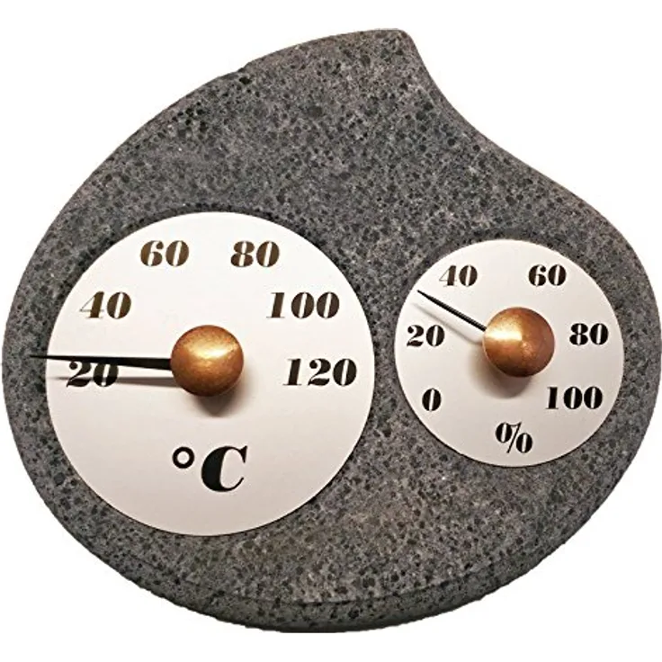 Hukka Design Maininki Sauna Hygro-Thermometer aus Speckstein Saunathermometer Hygrometer
