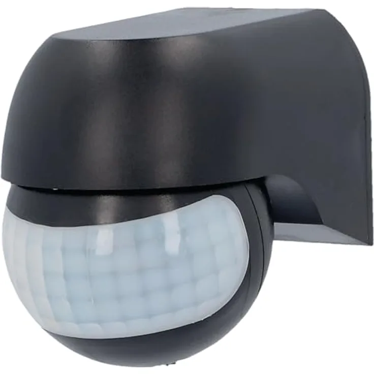 UNITEC Infrarot-Bewegungsmelder mit 180° Sensor für Innen und Außen, IP44, mit neigbarem Kopf, 12m Reichweite, Aufputz, 5 verschiedene Modi, schwarz, 2000W