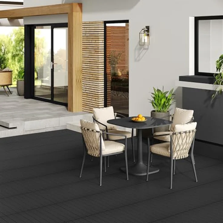 12er-Set WPC Terrassenfliese mit Klicksystem anthrazit – Bild 5