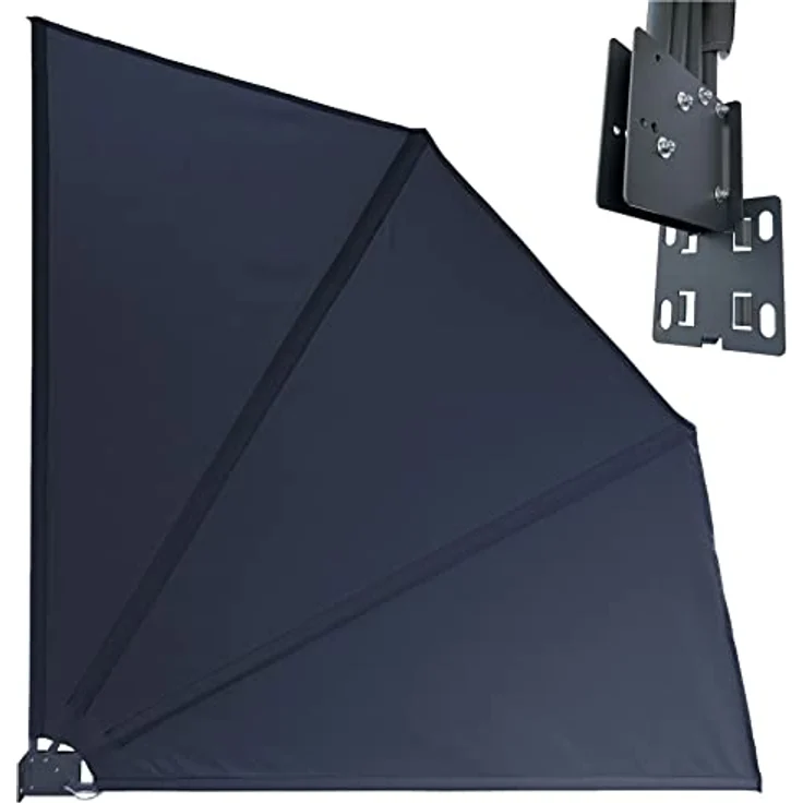 QUICK STAR Balkonfächer 115 x 115 cm, Wetterfester Sichtschutz in Grau mit Easy Mount Wandplatte und blickdichtem Polyesterstoff – Bild 1