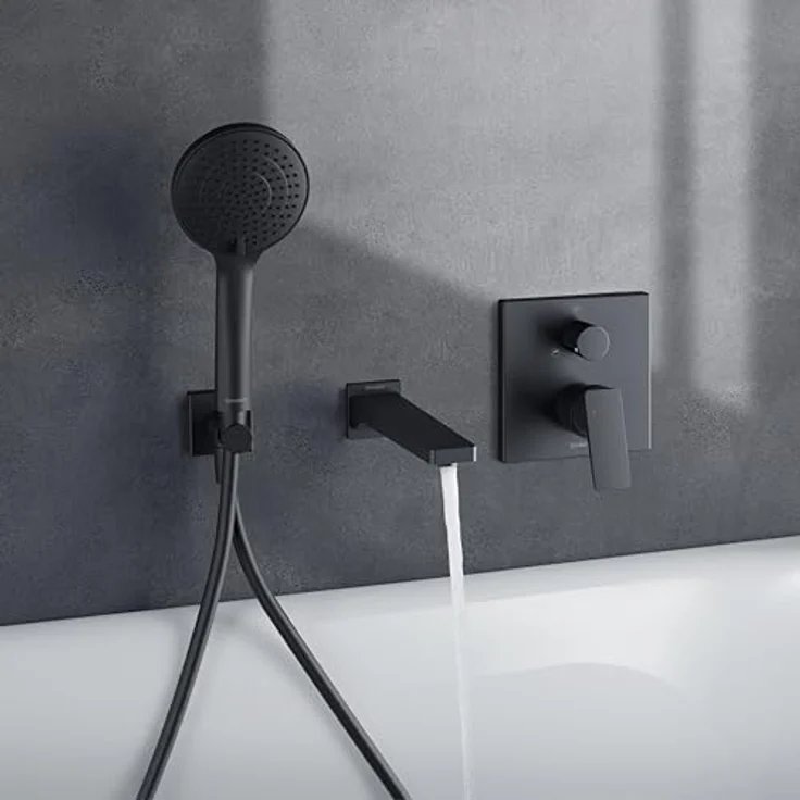 Duravit Manhattan Wannenarmatur Unterputz für 2 Verbraucher, Einhebel-Wannenmischer mit Keramikmischsystem, Schwarz Matt – Bild 2