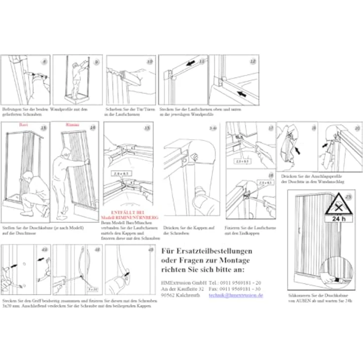 Forte Dusch-Falttür Rimini, 100x185 cm, Kunststoff, mit Faltsystem für großen Einstieg – Bild 8