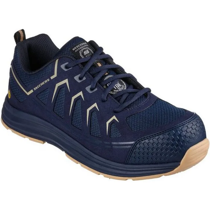 Skechers MALAD II Sicherheitsschuh, Herren mit Zehenschutzkappe aus Verbundstoff und ESD-Funktion, Grau