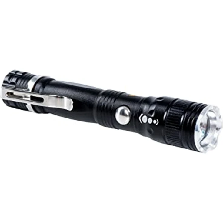 Maul LED-Taschenlampe Luna – robuste und outdoor-taugliche LED Taschenlampe inkl. Halteclip aus Metall – Stabtaschenlampe mit langer Leuchtdauer und Spritzwasserschutz (IPX4) – schwarz – Bild 1