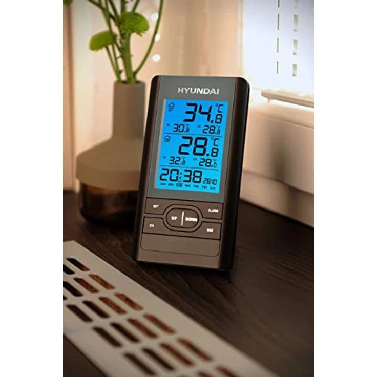 Hyundai Wetterstation WS 1070 B, Innen- und Außentemperaturmessung, Luftfeuchtigkeit, Weckerfunktion in Schwarz – Bild 4